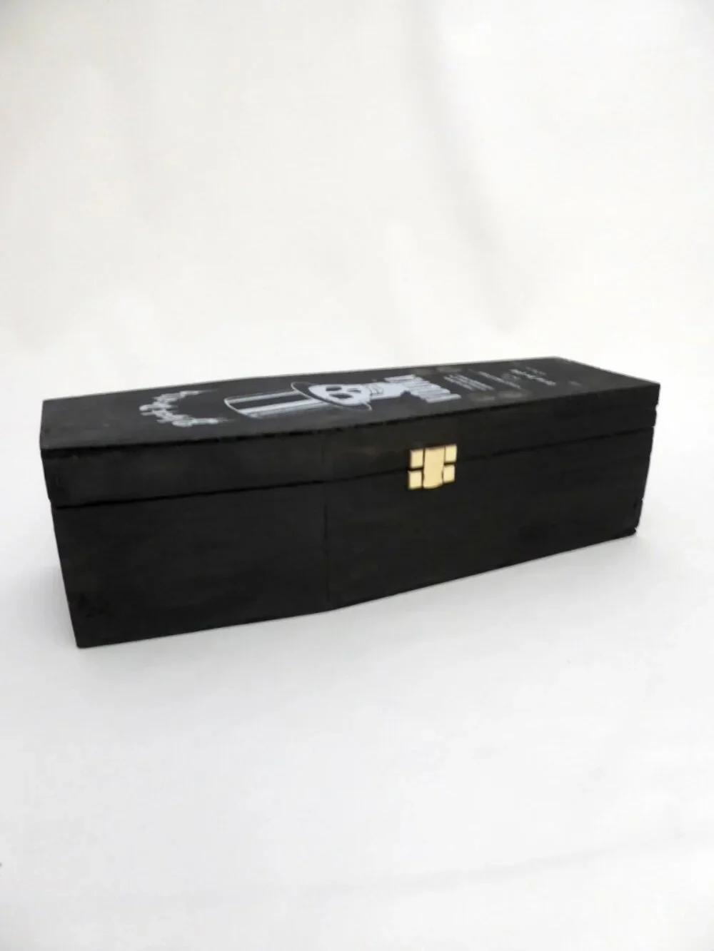 VINTAGE BLACK DEATH VODKA WOOD COFFIN GUNS N’ ROSES SKULL LIQUOR BOX ONLY
